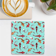 Pattern-with-koi-fishes Uv Print Square Tile Coaster  by uniart180623