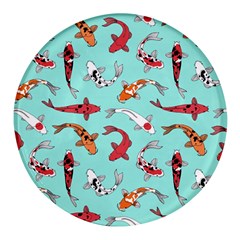 Pattern-with-koi-fishes Round Glass Fridge Magnet (4 Pack) by uniart180623