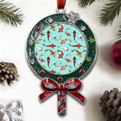 Pattern-with-koi-fishes Metal X mas Lollipop With Crystal Ornament by uniart180623