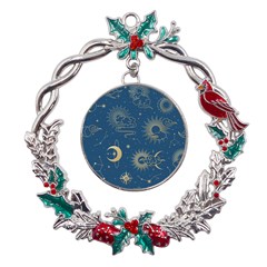 Seamless-galaxy-pattern Metal X mas Wreath Holly Leaf Ornament by uniart180623