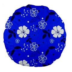 Blooming-seamless-pattern-blue-colors Large 18  Premium Round Cushions by uniart180623