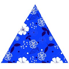 Blooming-seamless-pattern-blue-colors Wooden Puzzle Triangle by uniart180623