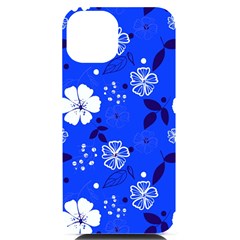 Blooming-seamless-pattern-blue-colors Iphone 14 Black Uv Print Case by uniart180623