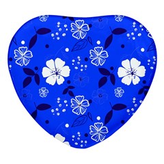 Blooming-seamless-pattern-blue-colors Heart Glass Fridge Magnet (4 Pack)