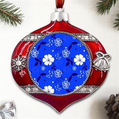 Blooming-seamless-pattern-blue-colors Metal Snowflake And Bell Red Ornament