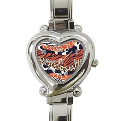 Mixed-animal-skin-print-safari-textures-mix-leopard-zebra-tiger-skins-patterns-luxury-animals-textur Heart Italian Charm Watch by uniart180623