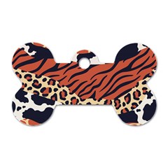 Mixed-animal-skin-print-safari-textures-mix-leopard-zebra-tiger-skins-patterns-luxury-animals-textur Dog Tag Bone (two Sides) by uniart180623