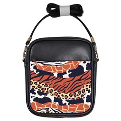 Mixed-animal-skin-print-safari-textures-mix-leopard-zebra-tiger-skins-patterns-luxury-animals-textur Girls Sling Bag by uniart180623