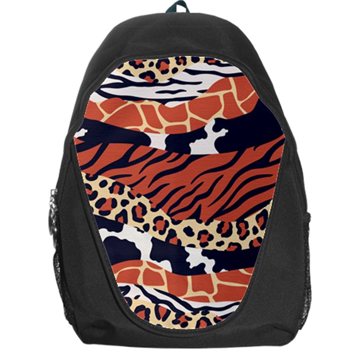 Mixed-animal-skin-print-safari-textures-mix-leopard-zebra-tiger-skins-patterns-luxury-animals-textur Backpack Bag