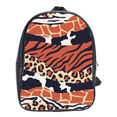 Mixed-animal-skin-print-safari-textures-mix-leopard-zebra-tiger-skins-patterns-luxury-animals-textur School Bag (xl) by uniart180623