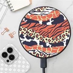 Mixed-animal-skin-print-safari-textures-mix-leopard-zebra-tiger-skins-patterns-luxury-animals-textur Wireless Fast Charger(black) by uniart180623