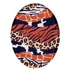 Mixed-animal-skin-print-safari-textures-mix-leopard-zebra-tiger-skins-patterns-luxury-animals-textur Oval Glass Fridge Magnet (4 Pack)