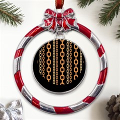 Gold-chain-jewelry-seamless-pattern Metal Red Ribbon Round Ornament by uniart180623