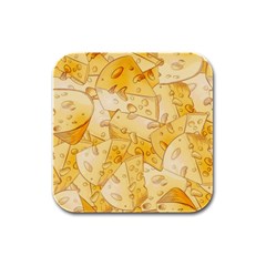 Cheese-slices-seamless-pattern-cartoon-style Rubber Square Coaster (4 Pack) by uniart180623