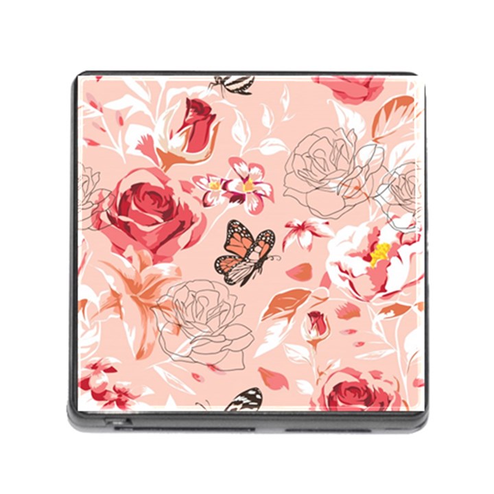 Beautiful-seamless-spring-pattern-with-roses-peony-orchid-succulents Memory Card Reader (Square 5 Slot)