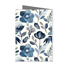 Indigo-watercolor-floral-seamless-pattern Mini Greeting Cards (pkg Of 8)