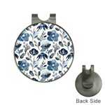 Indigo-watercolor-floral-seamless-pattern Hat Clips with Golf Markers Front