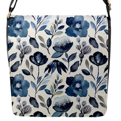 Indigo-watercolor-floral-seamless-pattern Flap Closure Messenger Bag (s) by uniart180623