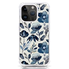 Indigo-watercolor-floral-seamless-pattern Iphone 14 Pro Tpu Uv Print Case