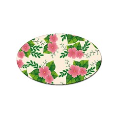 Cute-pink-flowers-with-leaves-pattern Sticker Oval (100 Pack) by uniart180623