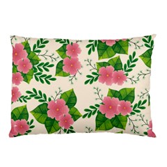 Cute-pink-flowers-with-leaves-pattern Pillow Case by uniart180623