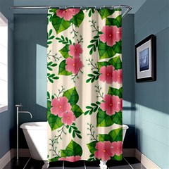 Cute-pink-flowers-with-leaves-pattern Shower Curtain 36  X 72  (stall)  by uniart180623