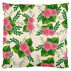 Cute-pink-flowers-with-leaves-pattern Standard Premium Plush Fleece Cushion Case (two Sides) by uniart180623