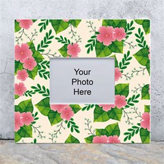 Cute-pink-flowers-with-leaves-pattern White Wall Photo Frame 5  X 7  by uniart180623