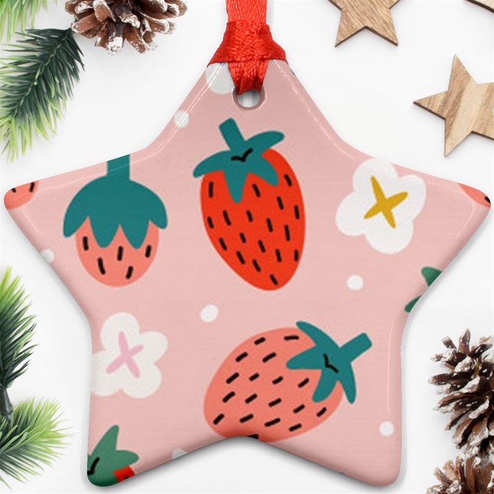 Strawberry-seamless-pattern Ornament (Star)