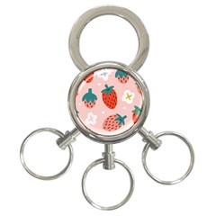 Strawberry-seamless-pattern 3-ring Key Chain