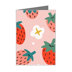 Strawberry-seamless-pattern Mini Greeting Card by uniart180623