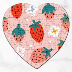 Strawberry-seamless-pattern Jigsaw Puzzle (heart) by uniart180623