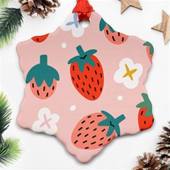 Strawberry-seamless-pattern Snowflake Ornament (two Sides) by uniart180623