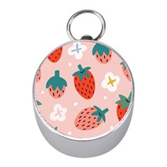 Strawberry-seamless-pattern Mini Silver Compasses by uniart180623