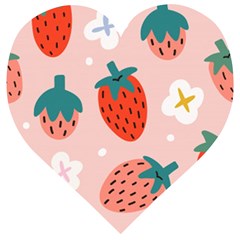 Strawberry-seamless-pattern Wooden Puzzle Heart by uniart180623