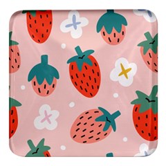 Strawberry-seamless-pattern Square Glass Fridge Magnet (4 Pack) by uniart180623