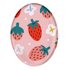 Strawberry-seamless-pattern Oval Glass Fridge Magnet (4 Pack) by uniart180623