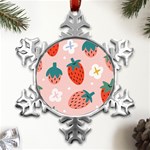 Strawberry-seamless-pattern Metal Small Snowflake Ornament Front