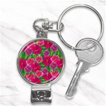 Background-cute-flowers-fuchsia-with-leaves Nail Clippers Key Chain Front