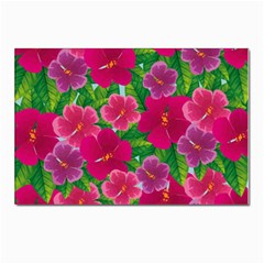 Background-cute-flowers-fuchsia-with-leaves Postcards 5  X 7  (pkg Of 10) by uniart180623