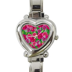 Background-cute-flowers-fuchsia-with-leaves Heart Italian Charm Watch by uniart180623