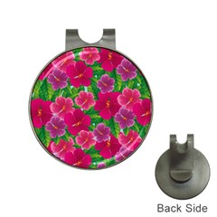 Background-cute-flowers-fuchsia-with-leaves Hat Clips With Golf Markers by uniart180623