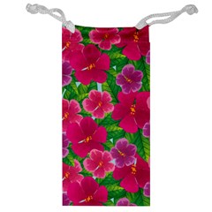 Background-cute-flowers-fuchsia-with-leaves Jewelry Bag