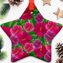 Background-cute-flowers-fuchsia-with-leaves Star Ornament (two Sides) by uniart180623