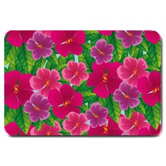 Background-cute-flowers-fuchsia-with-leaves Large Doormat by uniart180623