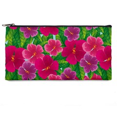 Background-cute-flowers-fuchsia-with-leaves Pencil Case by uniart180623