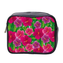 Background-cute-flowers-fuchsia-with-leaves Mini Toiletries Bag (two Sides) by uniart180623