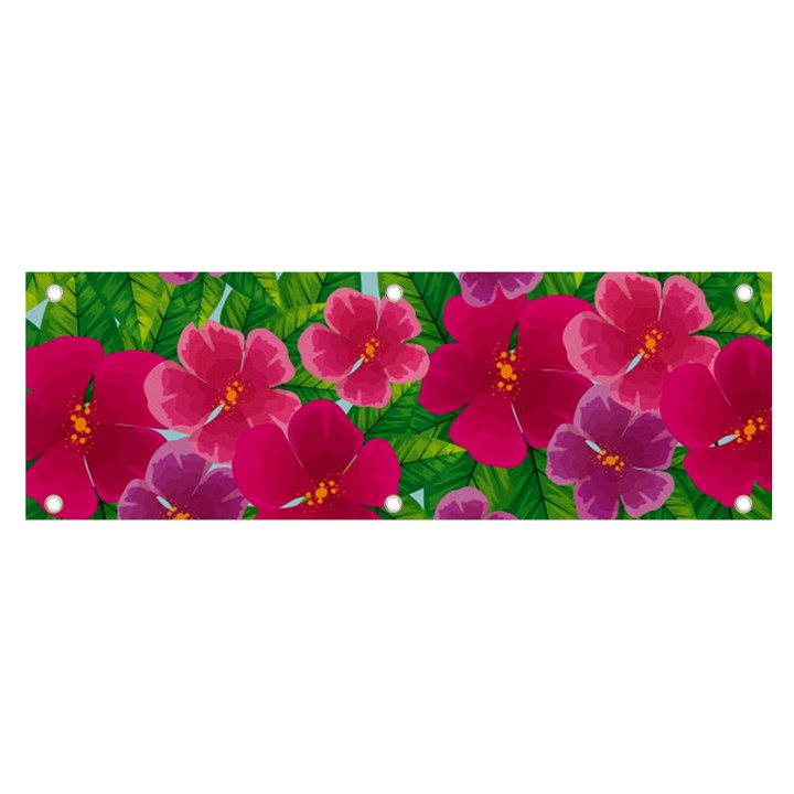 Background-cute-flowers-fuchsia-with-leaves Banner and Sign 6  x 2 