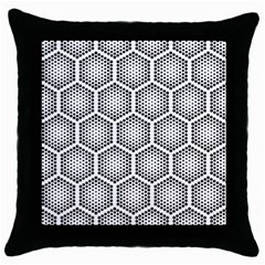 Halftone-tech-hexagons-seamless-pattern Throw Pillow Case (black) by uniart180623