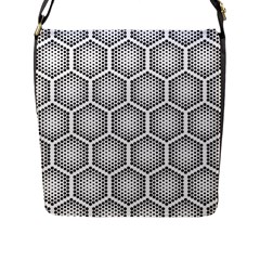 Halftone-tech-hexagons-seamless-pattern Flap Closure Messenger Bag (l) by uniart180623